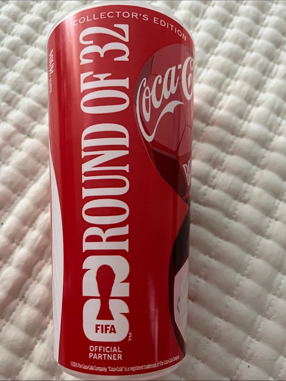 Coca Cola Red Soccer Ball Patterned Drink Cup